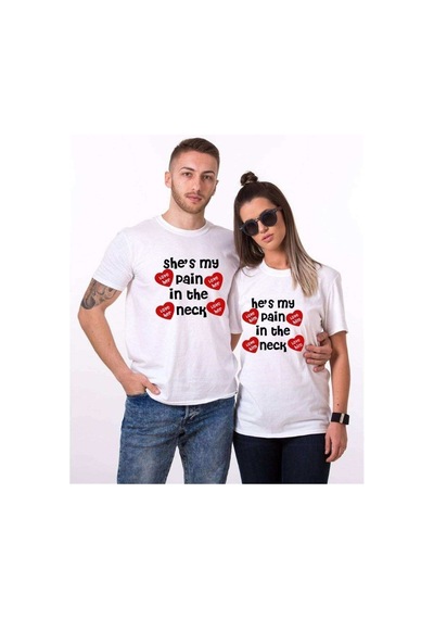 Tshirthane My Pain In The Neck Sevgili Kombinleri Tshirt Kombini Beyaz