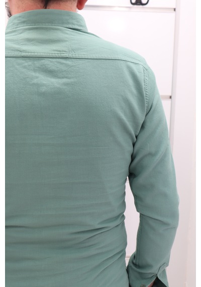 Becces Dmctekstil Erkek 011-001 Düz Spor Kesim Dar Kalıp Çift Cepli Uzun Kollu Yazlık Keten Gömlek Haki Becces Dmctekstil Erkek 011-001 Düz Spor Kesim Dar Kalıp Çift Cepli Uzun Kollu Yazlık Keten Gömlek Haki