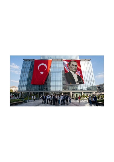 Sivil Mustafa Kemal Atatürk Ay-yıldız Poster Bayrak Ve Türk Bayrağı Premium Raşel Kumaş 2'li Set 10x15 Metre Ata19 Diğer