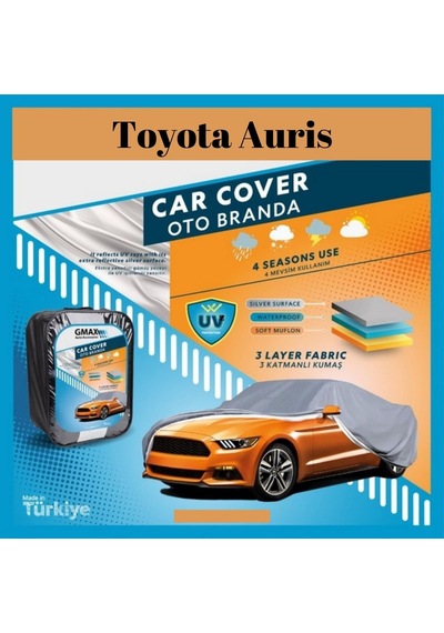 Toyota Auris İle Uyumlu Oto Branda 3 Katmanlı Kumaş Su Geçirmez 4 Mevsimlik Araca Özel Araç Örtüsü Araba Brandası 1 Adet