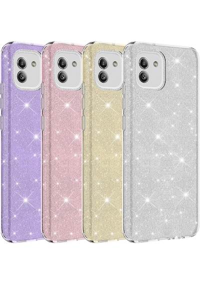 Samsung Galaxy Uyumlu A03 Kılıf Zore Parıltılı Simli Shining Silikon