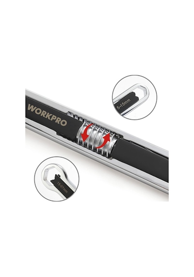 Workpro Wp272016 5/27mm Cr-v Üniversal Ayarlanabilir Çift Başlı Anahtar