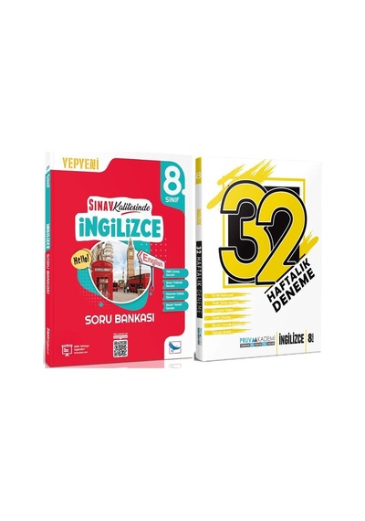 Sınav Yayınları 8. Sınıf İngilizce Soru Bankası Ve Pruva 32 Haftalık Deneme Seti 2 Kitap