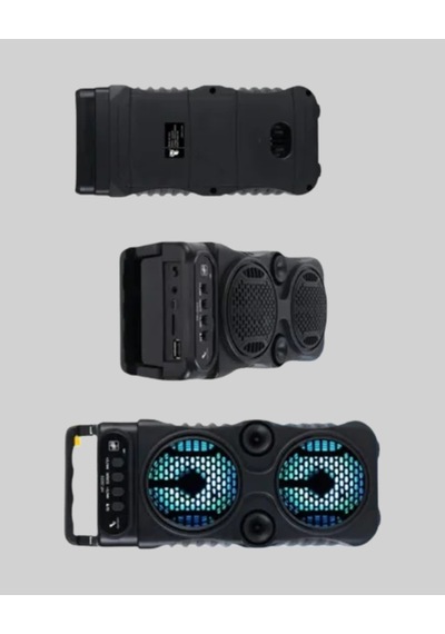 Hubrendy Tekno Kablosuz Led Işıklı Bluetooth Hoparlör Fm Radyolu, Mikrofon Girişli