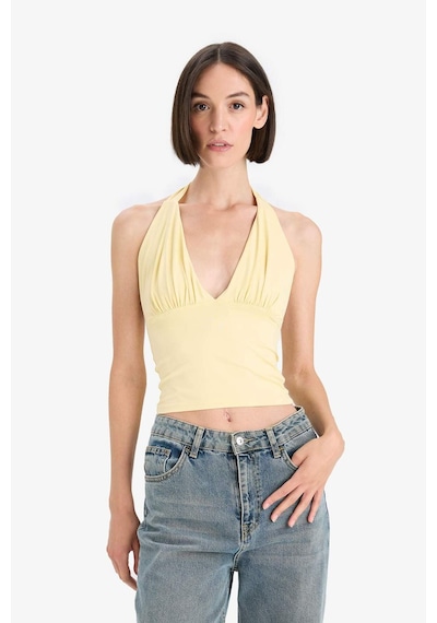 Defacto Slim Fit Dar Kesim Halter Yaka Atlet F7678ax25auyl252 SARI