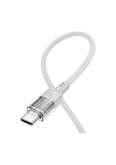Hoco U129 Transparan Type-c To Type-c 60w Data Ve Şarj Kablosu 1.2m