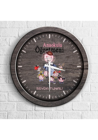 Kişiye Özel Mesleki Anaokulu Öğretmeni Ahşap Duvar Saati - 3