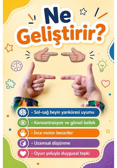 Ahşap Eğitici Ellerim Konuşuyor Nöropsikolojik Dikkat Koordinasyon Oyunu 24 Parça