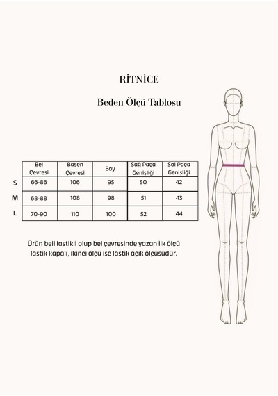 Ritnice Kadın Harper Bel Lastikli Dokuma Modal Tasarım Bej Geniş Paça Pantolon