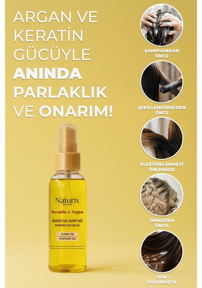 Naturix Keratin Ve Argan Yağlı Onarıcı Saç Bakım Yağı 100 ML