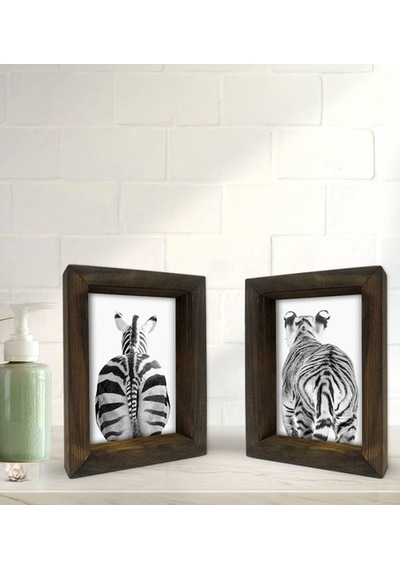 Bk Gift Banyo Dekoratif 2'Li Doğal Masif Ahşap Çerçeve 15X20Cm-22