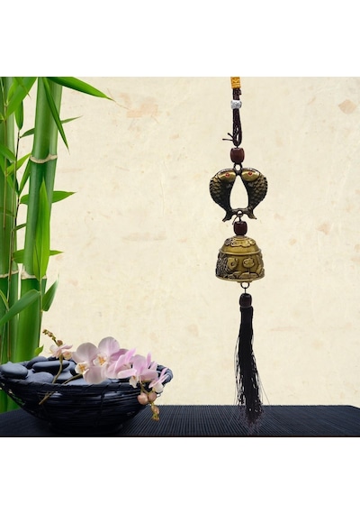Çin Feng Shui Şans Ve Bereket Metal Koi Balık Çan 35 Cm