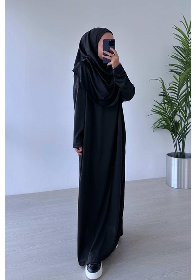Kahijab Tek Parça Namaz Elbisesi - Siyah Siyah