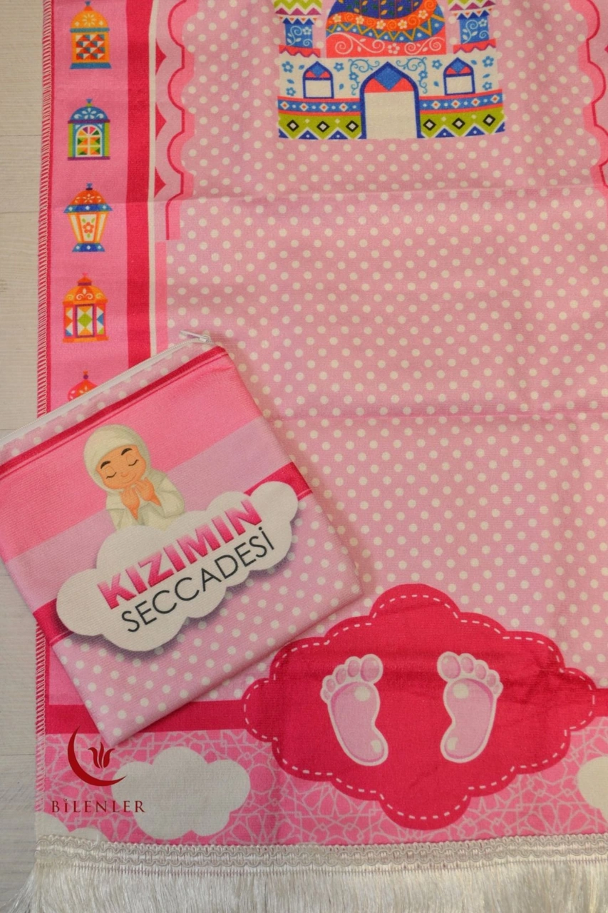 Çantalı Kız Çocuk Seccadesi-kızımın Seccadesi Pembe Pembe