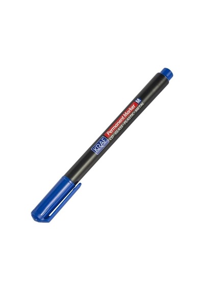 Kraf Permanent Marker Cd/dvd Kalemi 280m, Mavi, Orta Uç, Cam-plastik-metal Yüzeyler İçin, 12'li Paket