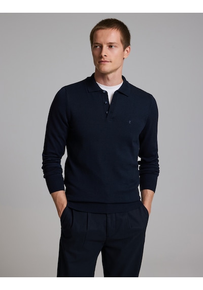Pierre Cardin Lacivert Slim Fit Düğmeli Polo Yaka Basic Triko Kazak 50333894-vr033
