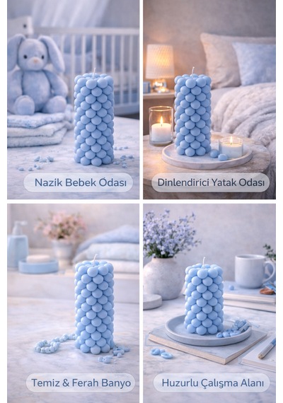 Soya Mum,dekoratif Lüks & El Yapımı Doğal Mum,uzun Yanma Süreli Şık Ev Hediyesi,ev Süsü Mavi 360 G Mavi