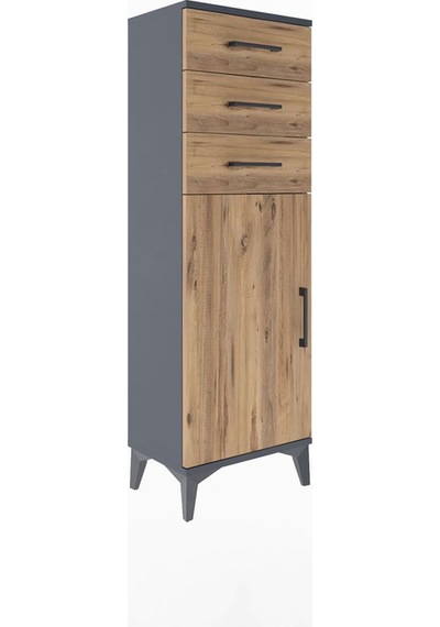 Arges Dolap 2 Raflı 2 Çekmeceli Tek Kapaklı 44x30x134 Aytaşı-çam Antrasit