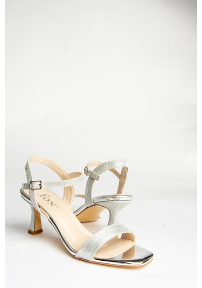 Fox Shoes U569519914 Gümüş Sim Topuklu Kadın Ayakakbı Gümüş
