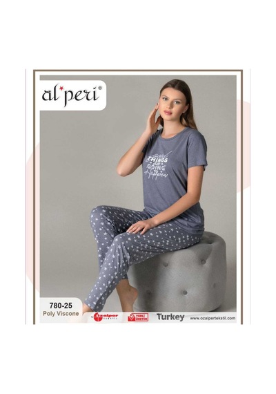 Moda Alperi 780-25 Kısa Kol Pijama Takımı Gri