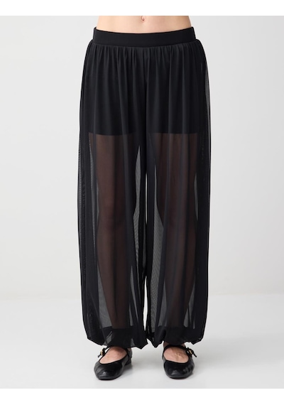 Jimmy Key Jimmy Key Siyah Rahat Kesim Normal Bel Lastikli Paça Mesh Pantolon 6sw185512900