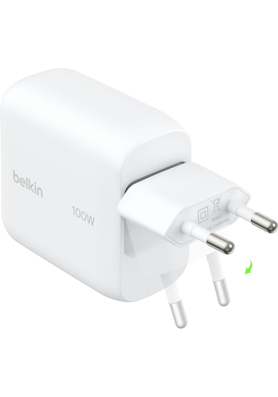 Belkin Boostcharge Usb-c Fiş Tipi Şarj Cihazı 100 W, Gan Kompakt Ve Katlanabilir Macbook Ve İphone İçin Hızlı Şarj, 1,5 M Usb-c Kablo Dahil, Beyaz 1-Beyaz