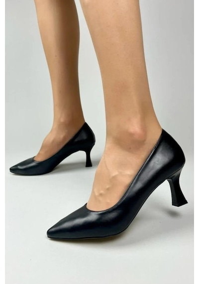 Kadın Sity Siyah Cilt 6 Cm İnce Topuklu Stiletto-siyah Siyah