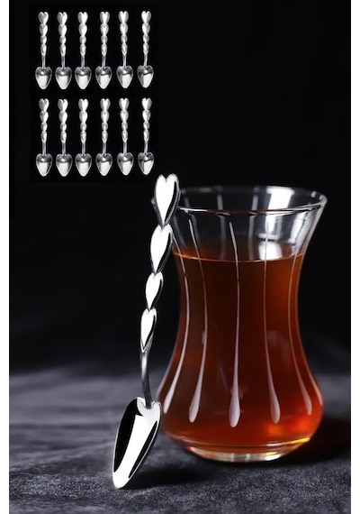 Elite Çay Kaşığı Kalpli 6'lı 2 Paket Paslanmaz Çelik