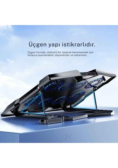 Monozone Z33 Işıklı Laptop Soğutucu 8 Fanlı 17inç Yükseklik Ayarlı Stand Sessiz Notebook Soğutucu