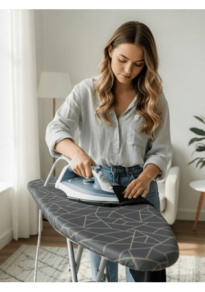 Beylini Ütü Masası Kılıfı Yanmaz Lastikli Süngerli Ütü Masası Örtüsü Ayarlanabilir Ütü Masası Bezi Geometrik 50x150 Cm Koyu Gri