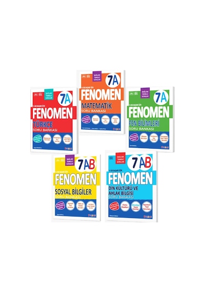 2027 7.sınıf 7a Mat- 7a Türkçe-7a Fen-7ab Sosyal -7ab Din Yeni Müfredat Soru Bankası Seti 5 Kitap