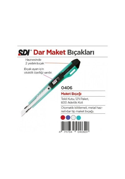 Sdı Maket Bıçağı 0406-Çift Yedek Bıçaklı