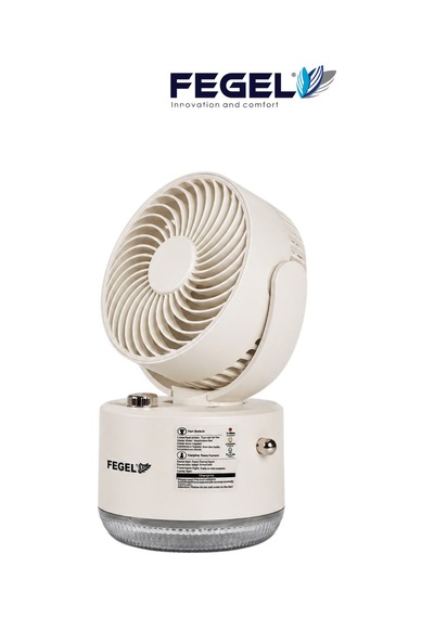 Fegel FG-03 Masaüstü Şarjlı Nemlendiricili Otomatik Dönüşlü LED Işıklı Fan