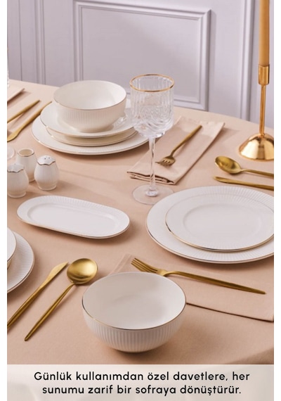 Karaca  Elegance Bone Massimo 53 Parça 12 Kişilik Yemek Takımı Gold