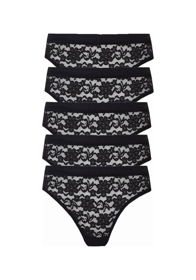5Li Kadın Dantelli Bikini Külot Pamuklu Arkası Düz