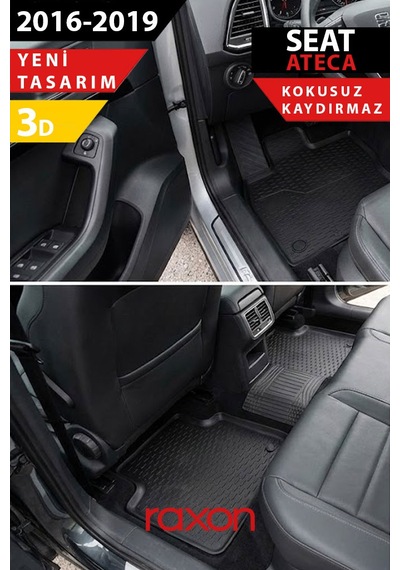Seat Ateca 2016-2019 3d Havuzlu Paspas Tam Uyumlu Su Geçirmez, Kaymaz