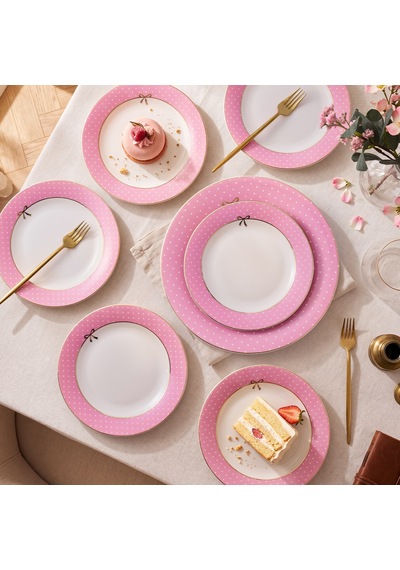 Aryıldız Nila 7 Parça 6 Kişilik Pasta Takımı Pembe Çok Renkli