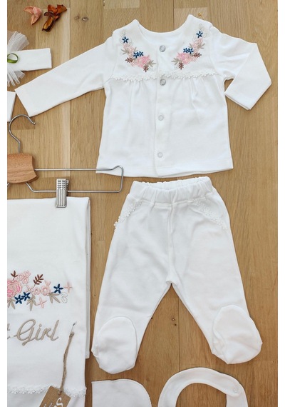 Sitilin Kız Bebek Natural Lüx Organik Hastane Çıkışı Seti Bej