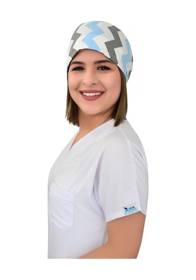 Unisex Zikzak Desenli Doktor Hemşire Cerrahi Hastane Aşçı Cerrahi Bonesi Çok Renkli Çok Renkli