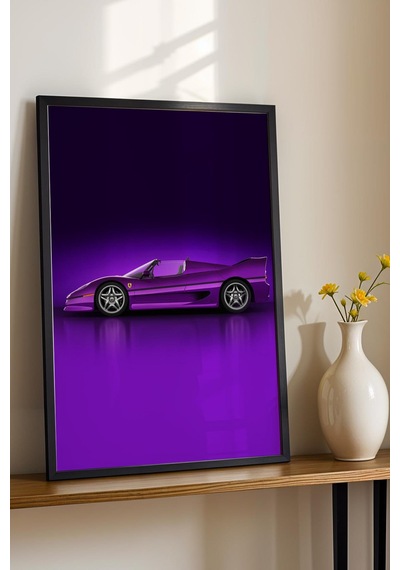 Saturn Ferrari F50 Araba Çerçeveli Tablo Erkek Odası Ve Garaj Dekoru Classic Car Collection