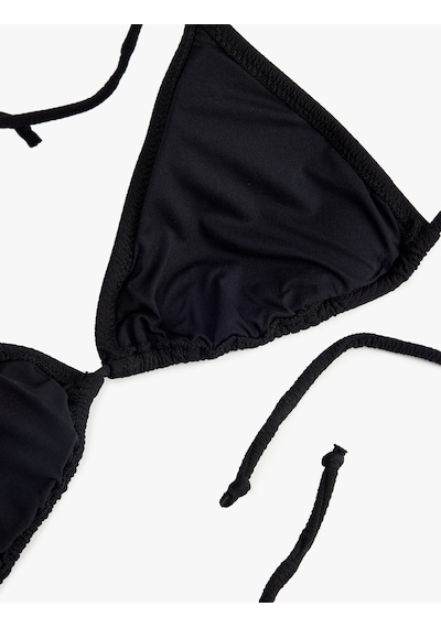 Koton Dokulu Üçgen Bikini Üstü Siyah 6sak10010mm