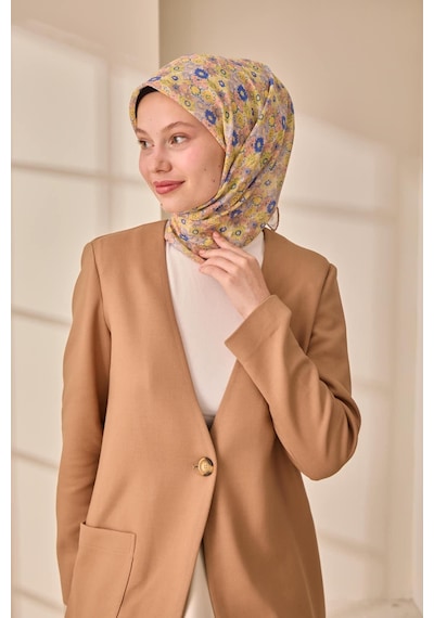 Silk Home Soft Eşarp 73092-25 Yavruağzı, Sarı, Mavi, Vizon