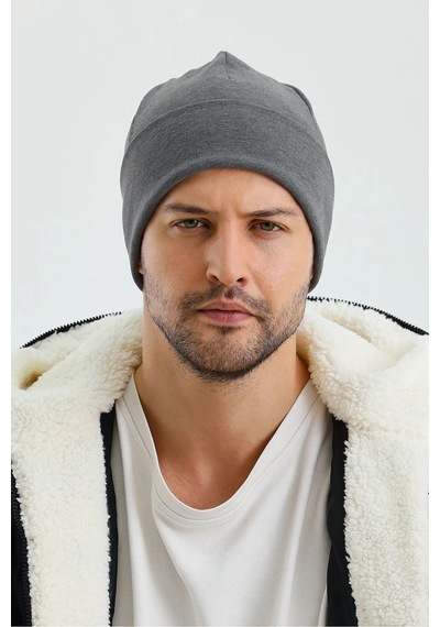 Erkek Termal %100 Pamuklu Soft 2 Stil 1 Arada Bere Premium Cuts Serisi - Standart / Gri Gri