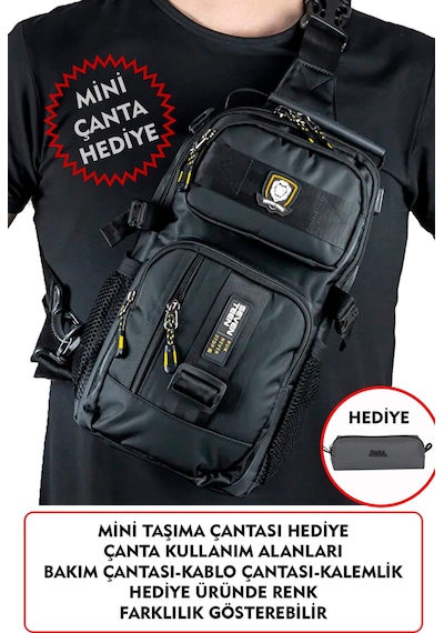 Dada Fonksiyonel Sırt Göğüs El Ve Omuz Çantası Su Geçirmez Kumaş Bady Bag Siyah