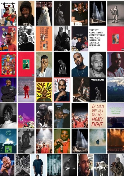 Postifull Kanye West Poster Kolaj Seti - Duvar Dekoru Poster - Sticker Bant Hediyeli - 50 Adet - 10 15 Cm
