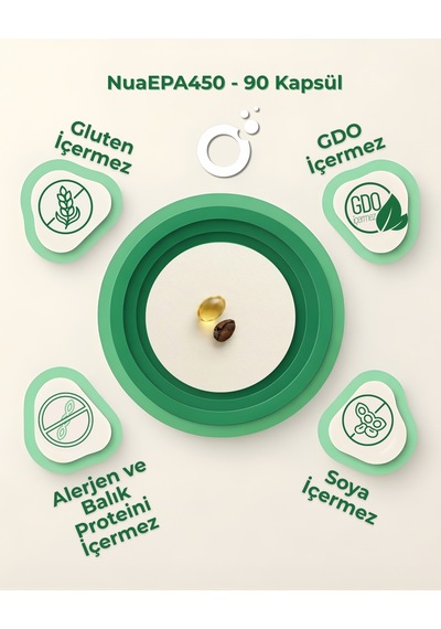 Nua Epa 450 Omega-3 İçeren Gıda Takviyesi 90 Kapsül