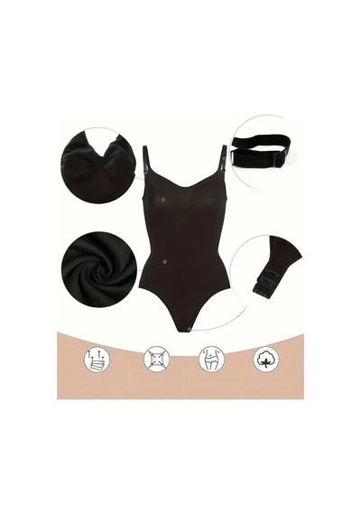 Mistirik Mimola Model Ekstra Toparlayan Ve Sıkılaştıran Zıbınlı Body Örme String Korse Siyah Renk055 Siyah