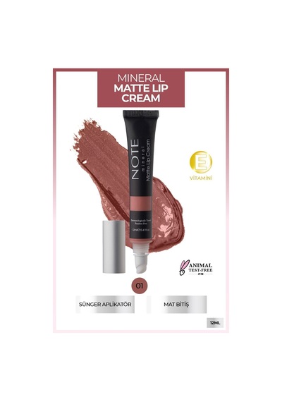Note Cosmetique Mineral Matte Lip Cream Yarı Mat Bitişli Likit Ruj 01 Naked Kiss - Nude
