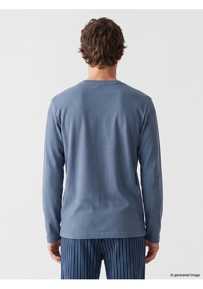 LC Waikiki Lc Waıkıkı İndigo Henley Yaka Uzun Kollu Erkek Pijama Üst Indigo
