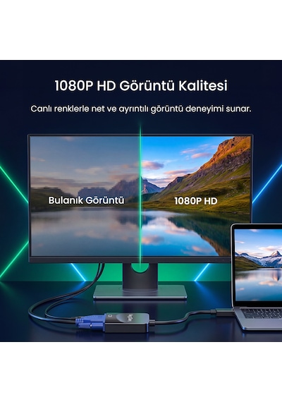 Veggieg Hdmı To Vga Çevirici Adaptör 3.5mm Ses Çıkışlı Full Hd 1080p 60hz